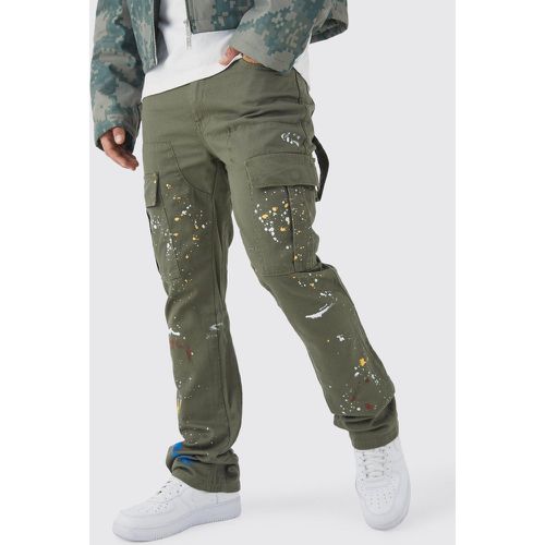 Pantalon cargo slim à taches de peinture - 30 - Boohooman - Modalova