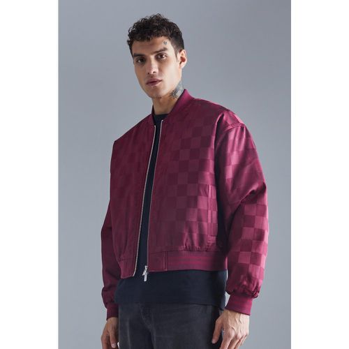 Bomber ample satiné à carreaux homme - L - Boohooman - Modalova