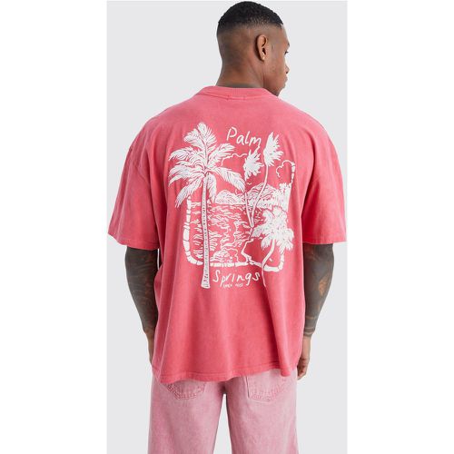 T-shirt oversize délavé à slogan Palm Springs - Boohooman - Modalova