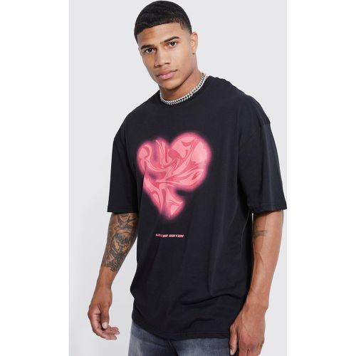 T-shirt oversize imprimé cœur - S - Boohooman - Modalova