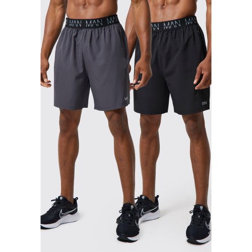 Lot de 2 shorts de sport à poches zippées - MAN Active - M - Boohooman - Modalova