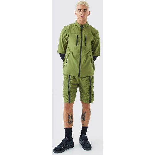 Ensemble technique avec chemise utilitaire et short - S - Boohooman - Modalova