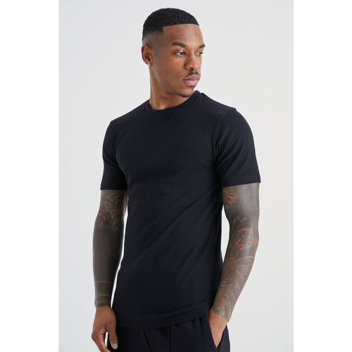 T-shirt moulant côtelé - L - Boohooman - Modalova