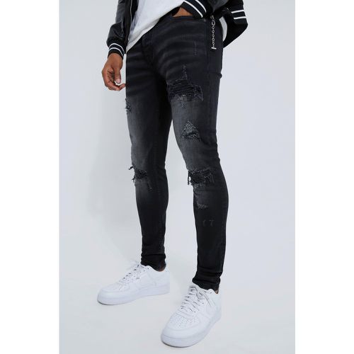 Jean motard skinny déchiré et réparé - 34 - Boohooman - Modalova