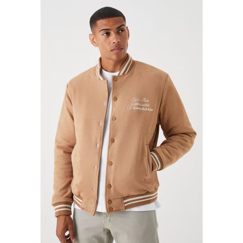 Bomber universitaire en faux daim - L - Boohooman - Modalova