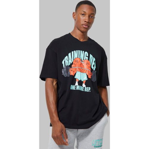 T-shirt de sport oversize imprimé Cartoon - MAN Active - Boohooman - Modalova