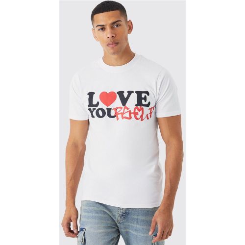 T-shirt cintré à imprimé Love Yourself - L - Boohooman - Modalova