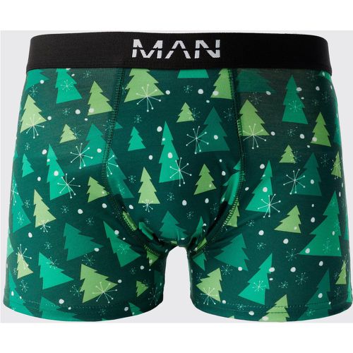 Boxer à imprimé sapin de Noël - S - Boohooman - Modalova