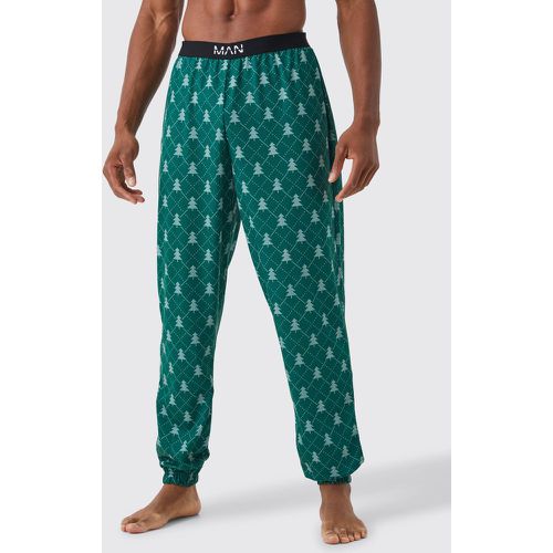 Pantalon confort à imprimé sapin de Noël - S - Boohooman - Modalova