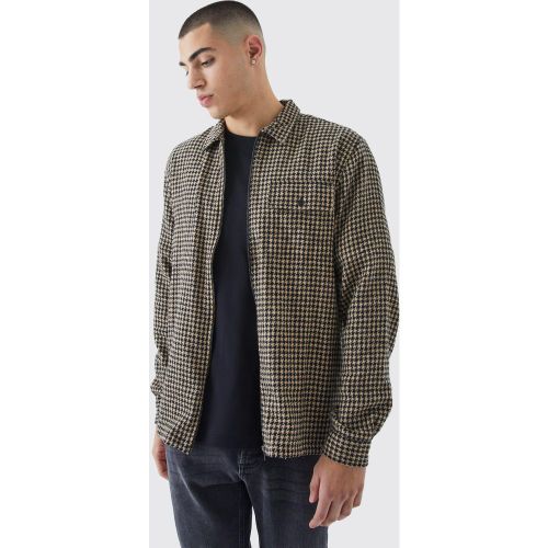 Surchemise zippée en jacquard motif pied-de-poule - S - Boohooman - Modalova