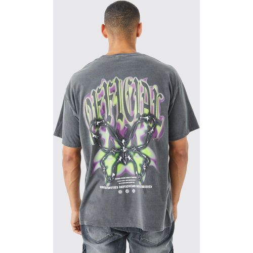 T-shirt oversize délavé à imprimé papillon - Boohooman - Modalova