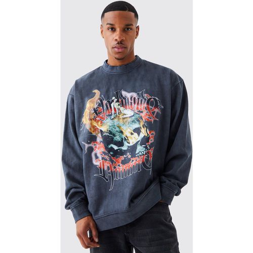 Sweat oversize délavé imprimé homme - L - Boohooman - Modalova