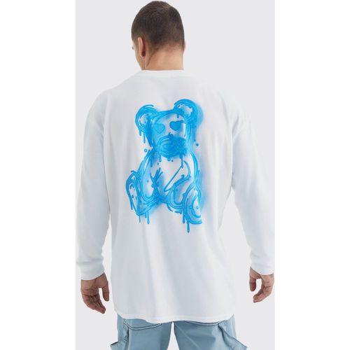 T-shirt à manches longues et imprimé ours en peluche - L - Boohooman - Modalova