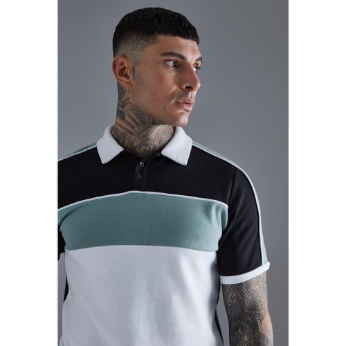 Tall - Polo cintré color block - M - Boohooman - Modalova