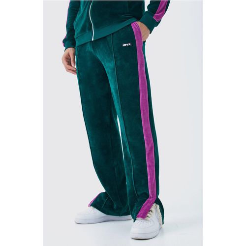 Jogging large en velours fendu - M - Boohooman - Modalova