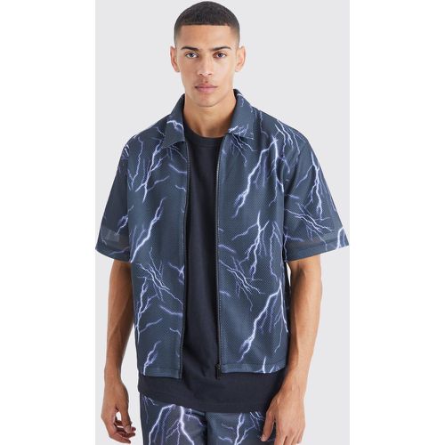 Chemise oversize zippée imprimée en mesh - L - Boohooman - Modalova