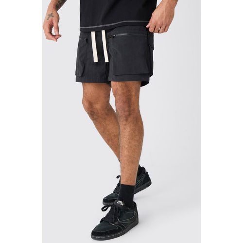 Short cargo zippé en nylon - S - Boohooman - Modalova