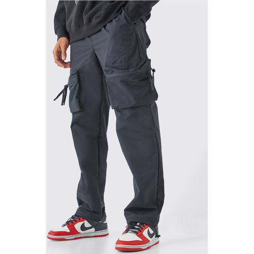 Pantalon cargo droit à taille élastiquée - 32R - Boohooman - Modalova