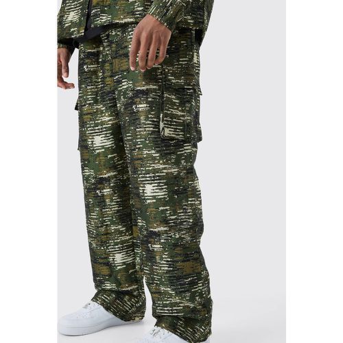Tall - Pantalon cargo large texturé à imprimé camouflage - XXL - Boohooman - Modalova