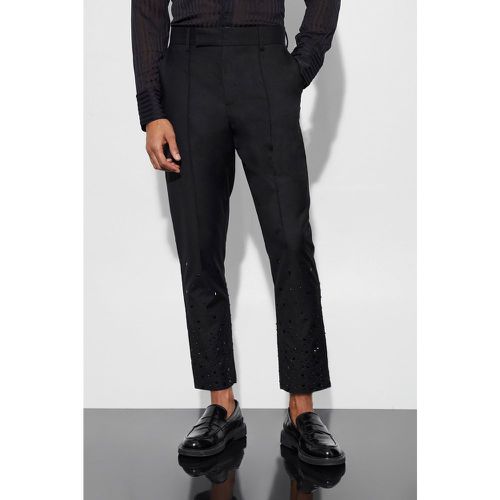 Rhinestone Detail Tapered Suit Trousers - Boohooman - Modalova