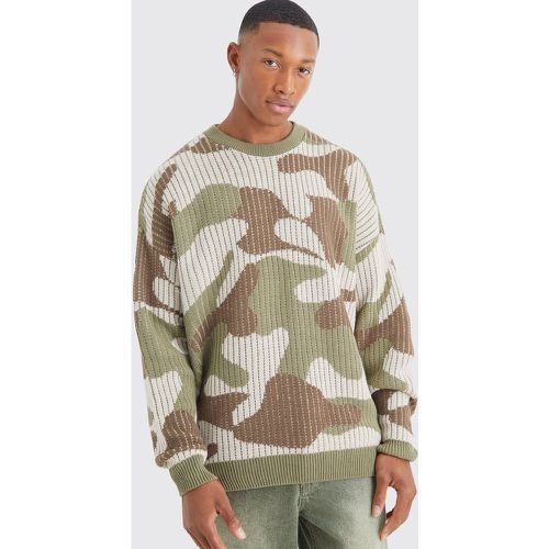 Pull oversize côtelé à imprimé camouflage - L - Boohooman - Modalova