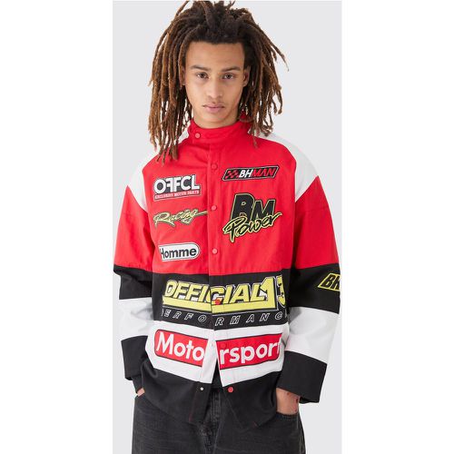 Chemise oversize à écusson moto - L - Boohooman - Modalova