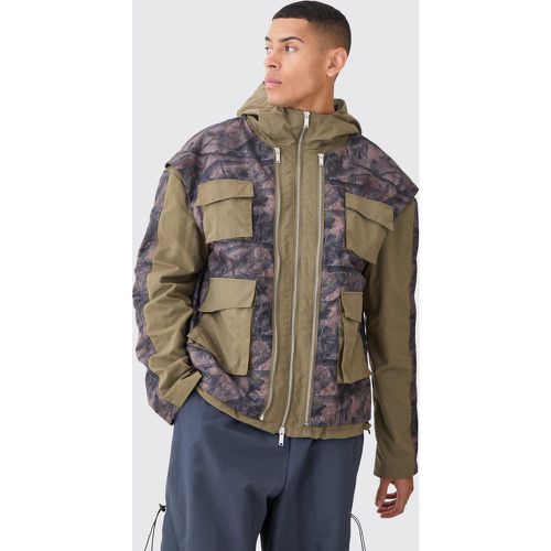 Veste utilitaire délavée en nylon à imprimé camouflage - S - Boohooman - Modalova