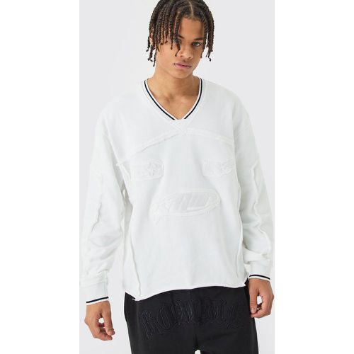 Sweat oversize côtelé à broderie - S - Boohooman - Modalova