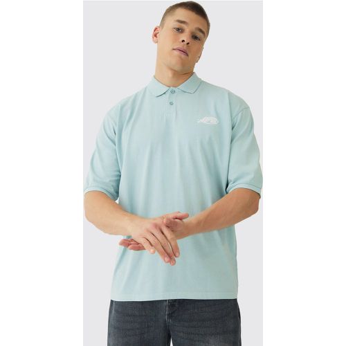 Polo oversize délavé à manches 3/4 - S - Boohooman - Modalova