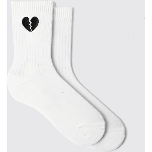 Chaussettes à broderie cœur brisé - ONE SIZE - Boohooman - Modalova