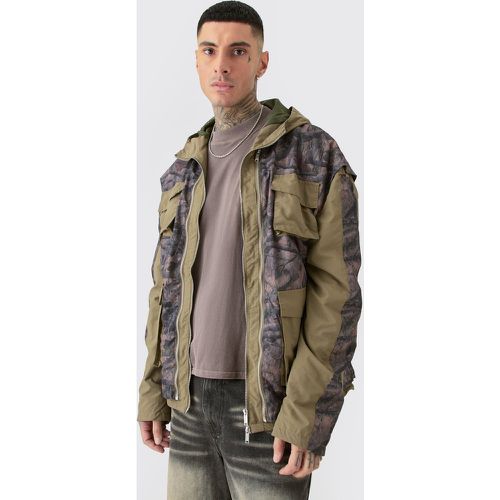 Tall - Veste utilitaire délavée en nylon à imprimé camouflage homme - M - Boohooman - Modalova