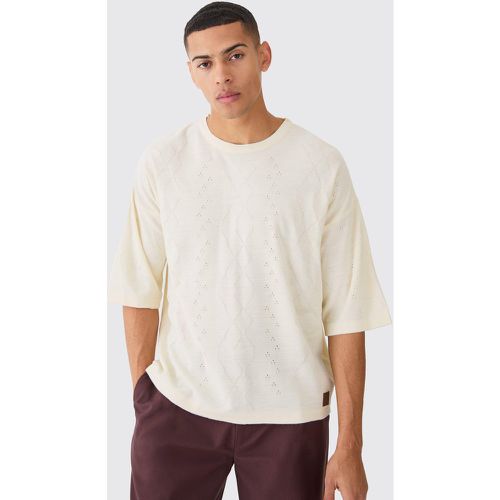 T-shirt oversize en maille torsadée - S - Boohooman - Modalova