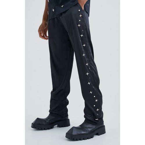 Pantalon droit satiné à ornements - M - Boohooman - Modalova