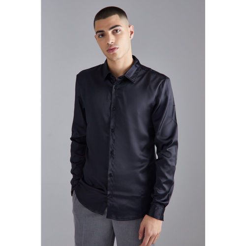 Chemise cintrée satinée à manches longues - L - Boohooman - Modalova