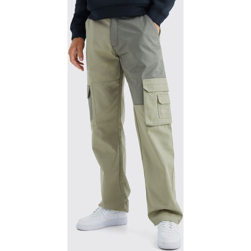 Tall - Pantalon cargo ample color block - Boohooman - Modalova