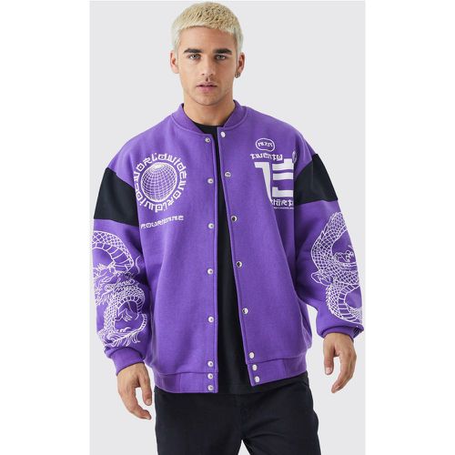 Veste bomber oversize en jersey à imprimé homme - S - Boohooman - Modalova