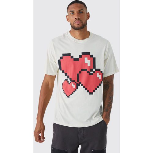 Tall - T-shirt imprimé cœur pixélisé - Boohooman - Modalova