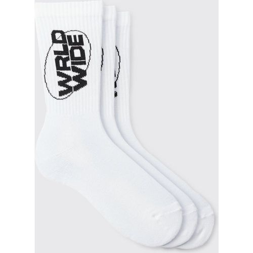 Lot de 3 paires de chaussettes à logo Worldwide - ONE SIZE - Boohooman - Modalova