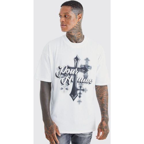 T-shirt oversize imprimé croix - M - Boohooman - Modalova