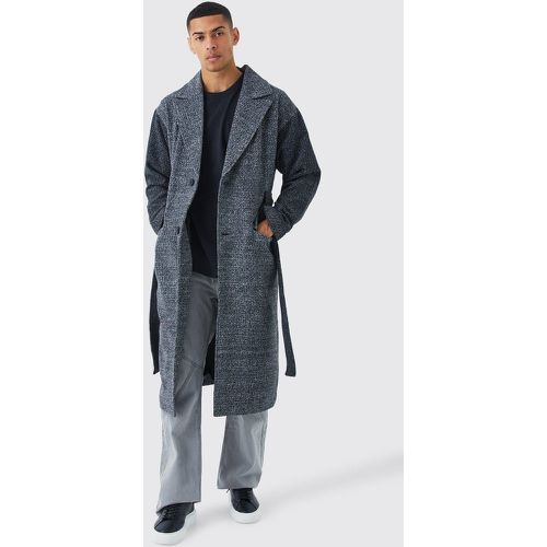 Manteau long à ceinture et manches contrastantes - S - Boohooman - Modalova