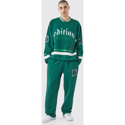 Survêtement oversize universitaire à col V - M - Boohooman - Modalova