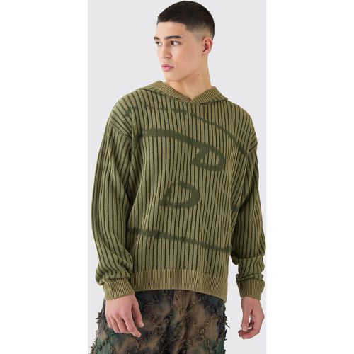 Sweat à capuche oversize en maille à logo - L - Boohooman - Modalova