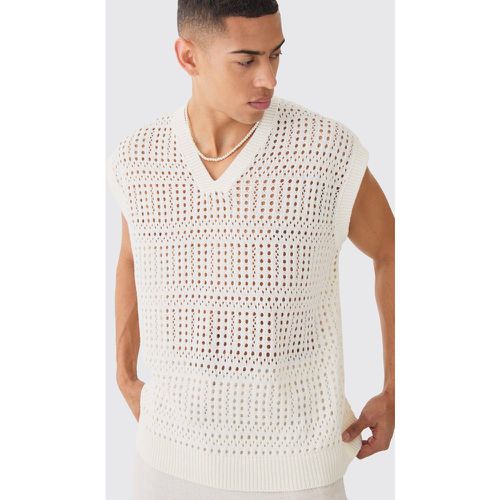 Oversized Crochet jumper Vest In - S - Boohooman - Modalova