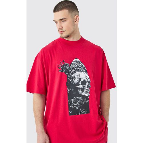 Tall Oversized Extended Neck Skull T-shirt - Boohooman - Modalova