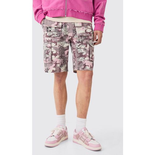 Short cargo taille fixe à imprimé bandana camouflage - 28 - Boohooman - Modalova