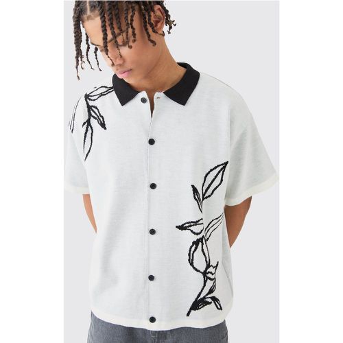 Chemise oversize en maille à détail fleuri - L - Boohooman - Modalova