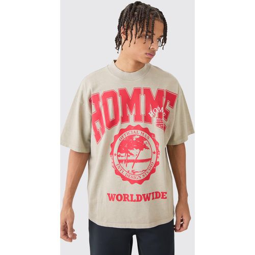 T-shirt épais oversize imprimé - M - Boohooman - Modalova