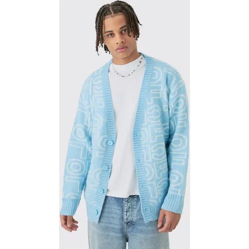 Cardigan oversize en maille à logo - L - Boohooman - Modalova