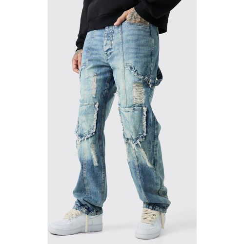 Tall Relaxed Rigid Ripped Carpenter Cargo Jean homme - 34 - Boohooman - Modalova