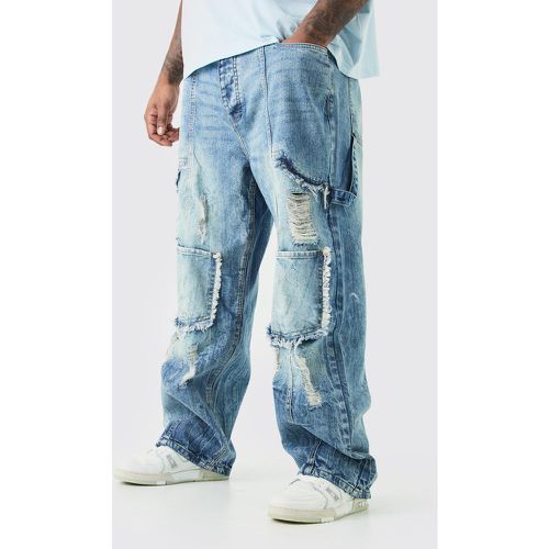 Grande taille - Jean cargo déchiré homme - 38 - Boohooman - Modalova